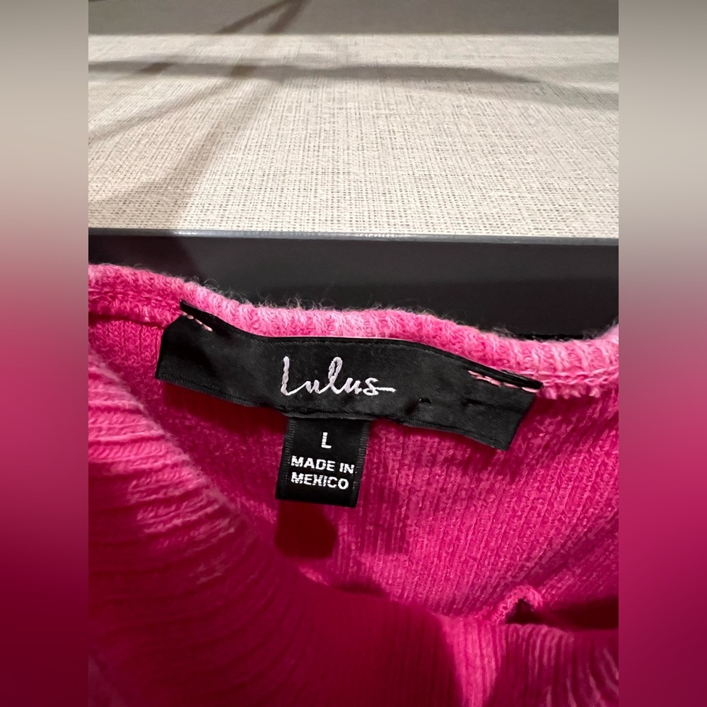 Lulus Simply Pretty Washed Pink Ribbed Pleated Sleeveless Mini Dress - Size L - Picture 4 of 4